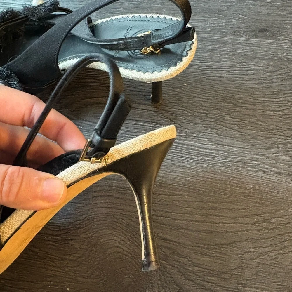 Tory Burch Pearl Black Pointed Toe Slingback Heels Size 9